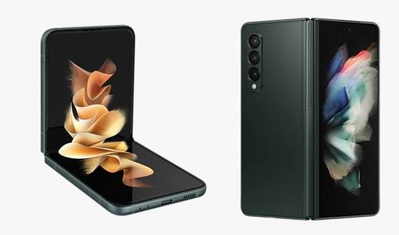 갤럭시Z플립3(그린), 갤럭시Z폴드3(팬텀그린). 삼성닷컴 캡처.