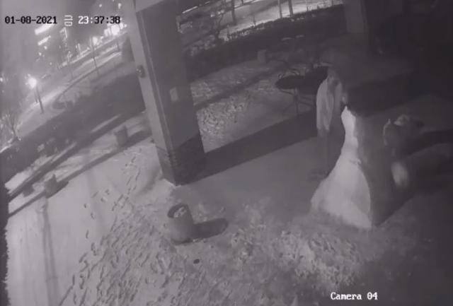 올해 1월 대전에서 프랜차이즈 카페를 운영하는 점주가 자신의 인스타그램에 올린 폐쇄회로(CC)TV 영상. 영상에는 한 남성이 엘사 모형을 한 눈사람을 부수는 장면이 나온다. 인스타그램 캡처