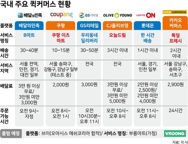 국내 퀵커머스 현황. 그래픽=강준구 기자