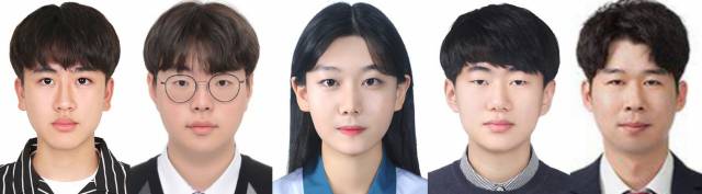 ▲2021 대한민국인재상 수상자들. 왼쪽부터 창원과학고 차민준, 경남로봇고 윤준호, 진주 삼현여고 장나라, 경남과학고 장지원 학생. 맨 오른쪽은 일반부 수상자인 진해용원고 박송은 교사. ⓒ경남교육청