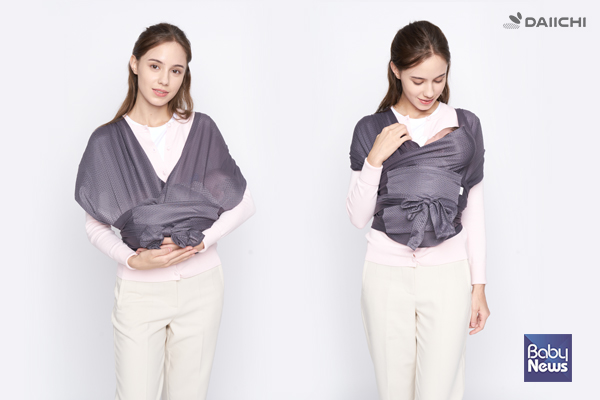 신생아 시기에는 다리를 억지로 벌리지 않은 세워 안기나 눕혀 안기가 좋다. ⓒ다이치