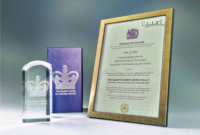 2016년 하나님의 교회는 영국 여왕 자원봉사상을 수상했다.