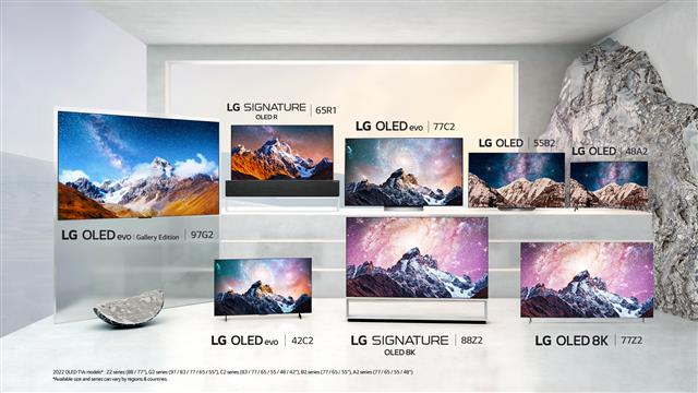 LG전자가 4일 공개한 2022년형 올레드(유기발광다이오드·OLED) TV 라인업.LG전자 제공