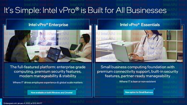 인텔이 기업용 PC 플랫폼인 v프로에 중소기업을 위한 'v프로 에센셜'을 추가했다.