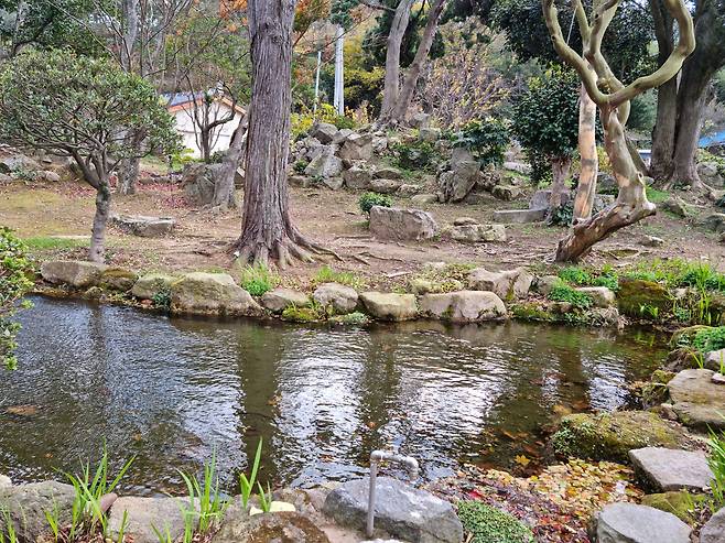 해창주조장이 자랑하는 정원 풍경. 100년이 넘는 고목들과 연못이 잘 어우러져 있다. /박순욱 기자
