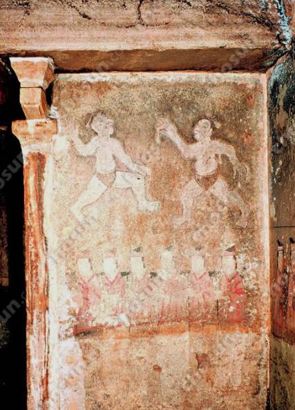 고구려 벽화 '수박희'. 마치 현대 태권도 겨루기를 보는 것 같다.