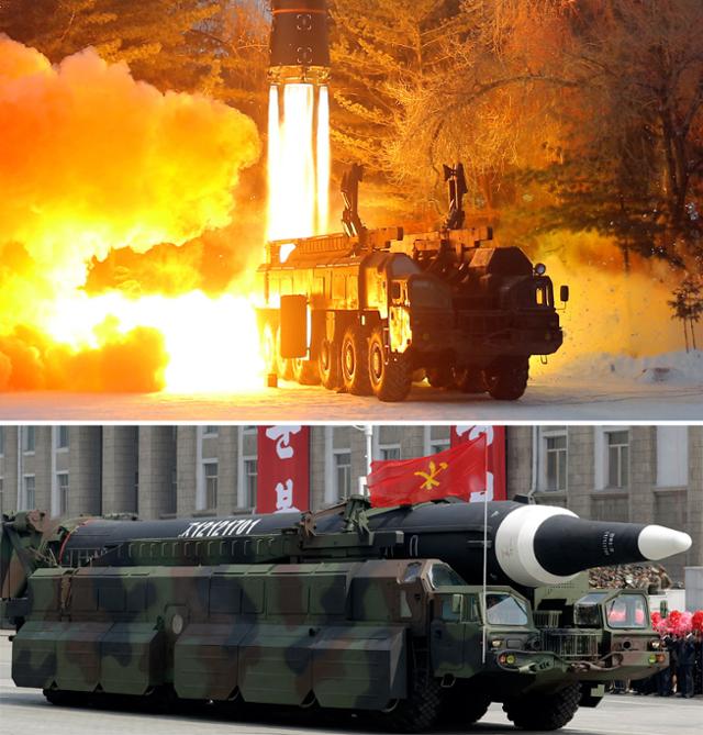 2017년 북한이 공개한 화성-12형 미사일. 평양=조선중앙통신 AP 연합뉴스