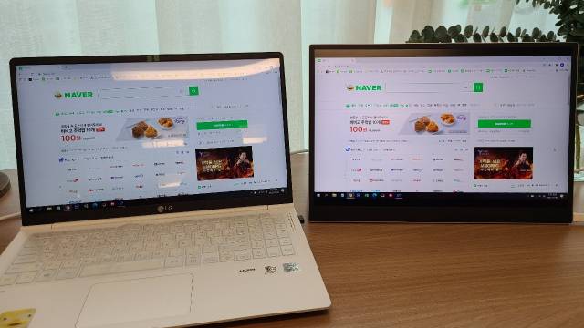 LG 그램+view로 노트북과 같은 화면을 공유한 모습/노현섭 기자
