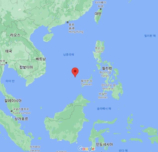 남중국해 스프래틀리 군도 위치. 구글 지도 캡처