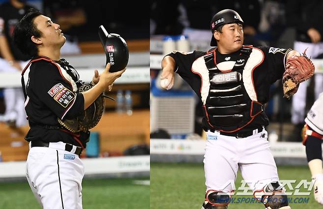 KT 위즈 장성우와 김준태. 스포츠조선DB