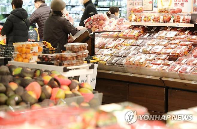 작년 소비자물가 2.5% 상승 이달 2일 서울의 한 대형마트에서 장보는 시민의 모습[연합뉴스 자료사진]