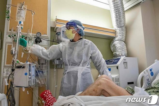 미국 보훈병원 격인 보스턴 헬스케어 시스템 캠퍼스 코로나19 음압병동 모습. 2022. 1. 12. © AFP=뉴스1 © News1 최서윤 기자