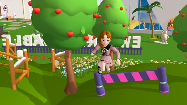 아바타가 ‘EWP 친환경 에너지 플레이 월드'에서 게임을 하며 친환경 에너지를 체험하고 있다.