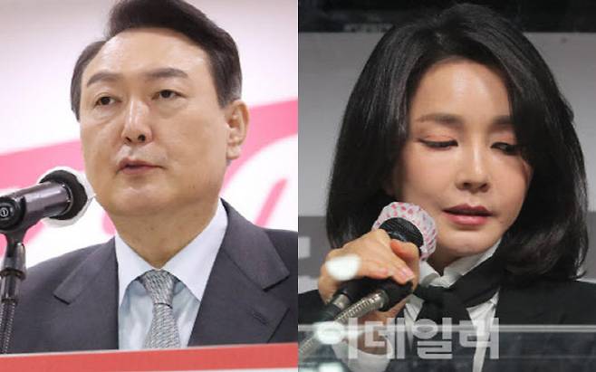 윤석열 국민의힘 대선후보(왼쪽)와 부인 김건희씨.(사진=연합뉴스, 이데일리DB)