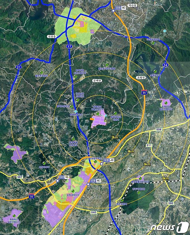 진천메가폴리스산업단지 위치도. © 뉴스1