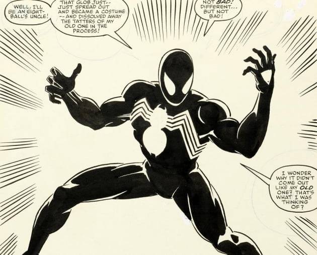 '블랙슈트' 스파이더맨이 등장하는 만화책 한 페이지가 40억원에 낙찰됐다. /사진=연합뉴스