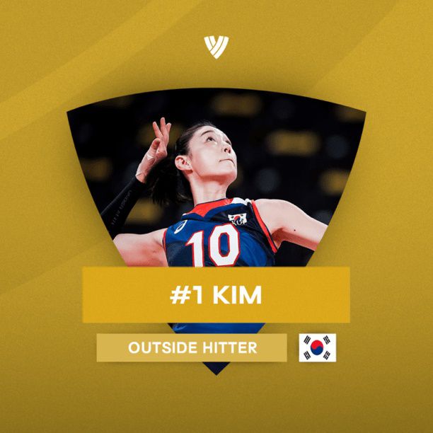 김연경이 2021년 '최고 여자 배구선수'에 선정됐다./월드발리볼닷컴
