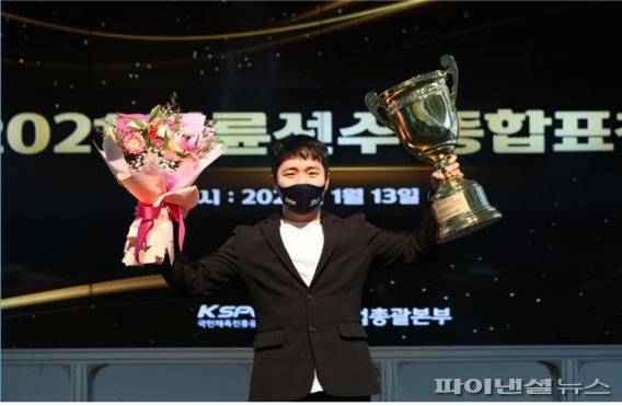 임채빈 선수 2021년 경륜 종합표창식에서 최우수선수상 수상. 사진제공=국민체육진흥공단