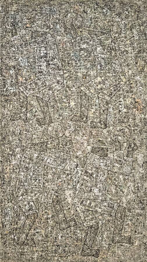 국립현대미술관 서울관의 ‘이건희 컬렉션 특별전’(3월13일까지) 전시장에 내걸린 박수근의 대작 <농악>. 세로 162㎝, 가로 97㎝로 박수근이 남긴 그림들 가운데 가장 큰 100호짜리 작품이다. 정적인 작가의 화풍과 달리 인물 도상의 역동성이 도드라지고 화강석 같은 표면 질감의 회화성이 강렬하게 묻어나오는 수작이다. 미술관 쪽은 작품 제작연대를 1960년대라고 표기했는데, 아들 박성남씨의 증언에 따르면 1964년 서울 전농동 작업실에서 작가가 병마와 싸우며 그린 역작이라고 한다. 노형석 기자