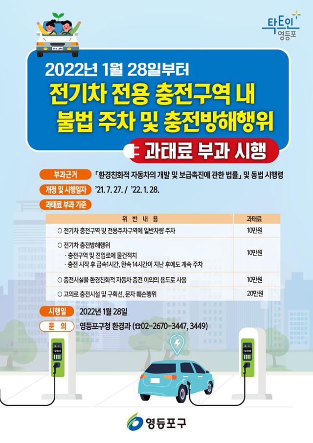 서울 영등포구, 전기차 충전 관련 단속 포스터. 영등포구 제공
