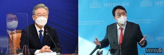 이재명 더불어민주당 대선 후보(왼쪽)와 윤석열 국민의힘 후보가 가상자산 공약 전쟁에 돌입했다. /사진=임한별 기자