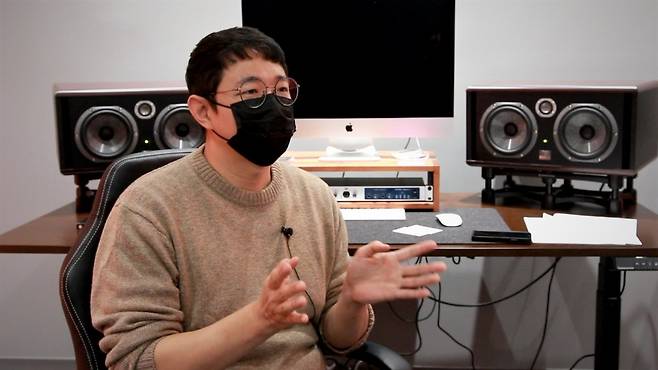 Producer Brandon Jung, also in charge of the program coordination of APP16, speaks with The Korea Herald in his studio at the K-Pop Center. (Picture by Choi Ji-won/ The Korea Herald)