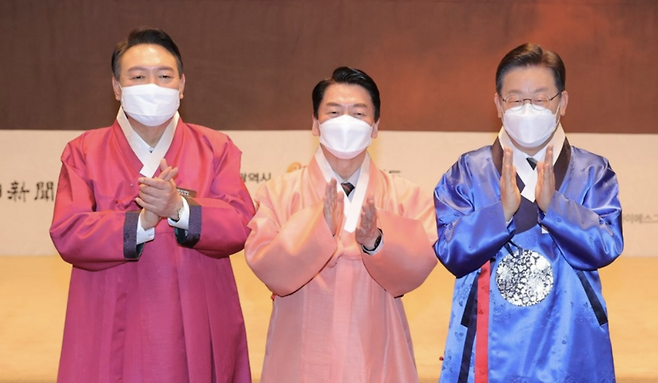 (왼쪽부터) 윤석열 국민의힘 대선 후보, 안철수 국민의당 대선 후보, 이재명 더불어민주당 대선 후보. / 사진=연합뉴스