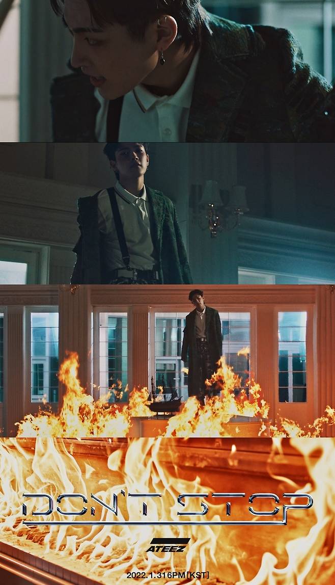 [서울=뉴시스] 유니버스 신곡 에이티즈 '돈 스탑' 콘셉트 필름 영상 캡쳐본. 2022.01.28.(사진=엔씨 소프트, 클렙 제공) photo@newsis.com*재판매 및 DB 금지 *재판매 및 DB 금지