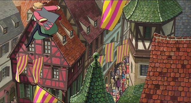 하울의 움직이는 성 장면.