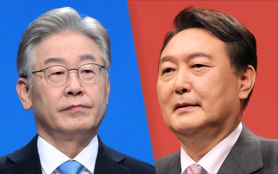 이재명 더불어민주당 대선 후보 (왼쪽), 윤석열 국민의힘 대선 후보
