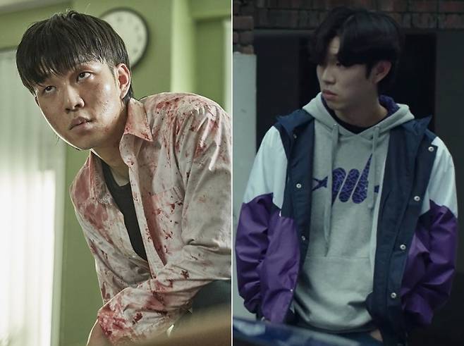 배우 유인수. ‘지금 우리 학교는’(왼쪽), tvN ‘비밀의 숲2’ 스틸. 넷플릭스, 방송 캡처