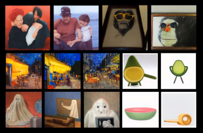 카카오의 AI가 '한국 종전 선언'이라는 명령을 받고 그린 그림(왼쪽 상단). 사진=카카오브레인 간담회 캡처