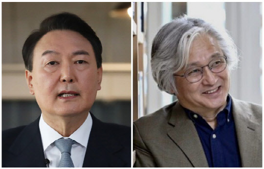 윤석열(왼쪽) 국민의힘 대선 후보와 김민웅 목사. <연합뉴스>