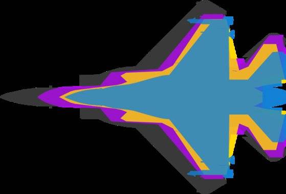 KF-21과 다른 전투기들의 크기와 모양 비교. KF-21은 F-15 전투기보다는 기체가 작지만 F-35A와 KF-16보다는 크다. KF-21은 기본적으로 스텔스 구조로 설계돼 레이더에 탐지되는 면적은 매우 작다. [KAI]