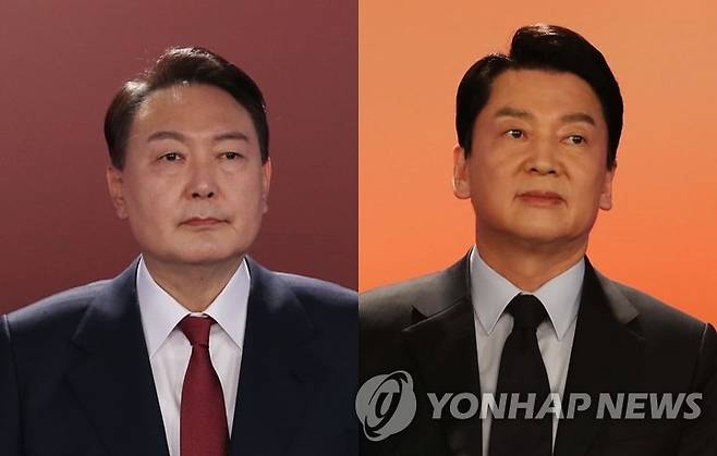 (왼쪽부터) 윤석열 국민의힘 대선후보 - 안철수 국민의당 대선후보 [국회사진기자단 제공. 재판매 및 DB 금지]