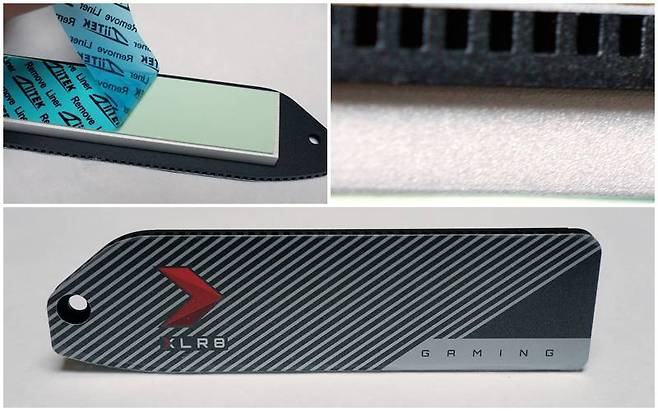 죄측 상단부터 시계 방향으로 히트싱크의 후면, 측면, 전면