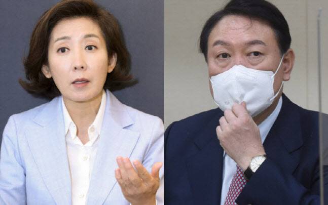 나경원 전 의원(왼쪽)과 윤석열 국민의힘 대선후보.(사진=이데일리DB, 국회사진취재단)