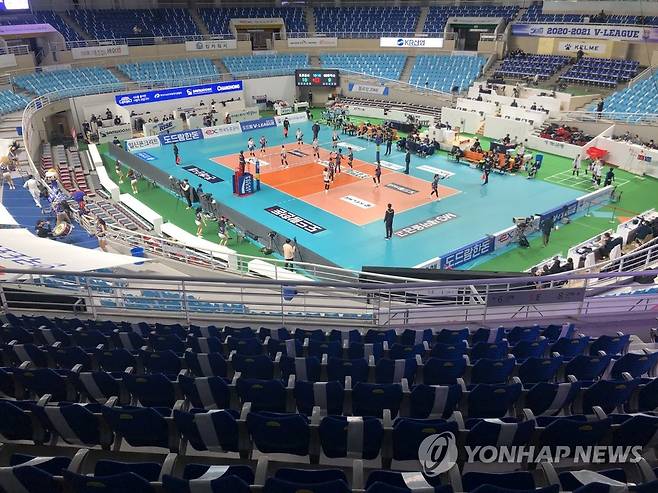 코로나19 여파로 중단된 V리그 여자부 [연합뉴스 자료사진]