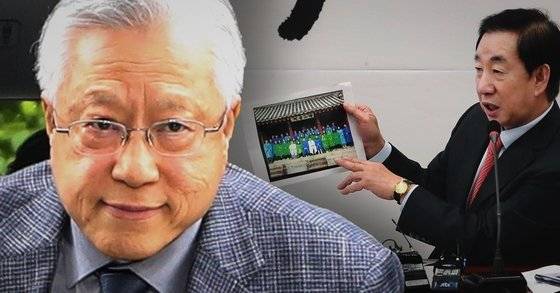 이석채 전 KT 회장(왼쪽)과 김성태 자유한국당 의원. [중앙포토·뉴스1]