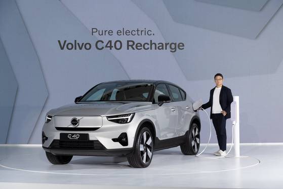 Volvo Cars Korea CEO Lee Yoon-mo poses for a photo after a press event for its first pure electric SUV, the C40 Recharge. [VOLVO CARS KOREA]