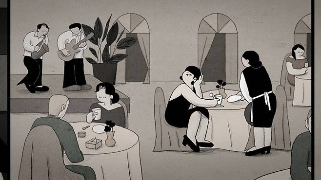 미군 기지촌에서 일하던 할머니의 모습을 표현한 이재임 작가의 애니메이션. ㈜인디플러그 제공.