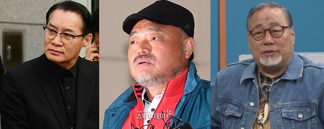 국민의힘 윤석열 후보 공개 지지에 나선 배우 독고영재, 가수 김흥국, 배우 정동남. 사진ㅣ스타투데이DB