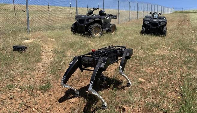 미 국토안보부(DHS)가 텍사스 주 엘패소에서 테스트중인 로봇개의 모습