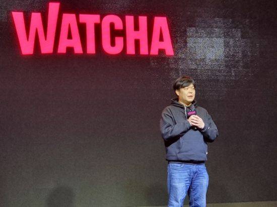 박태훈 왓챠 대표가 22일 서울 여의도 글래드 호텔에서 열린 '2022년 왓챠 미디어 데이'에서 '왓챠 2.0' 비전을 설명하고 있다. 사진=차민영