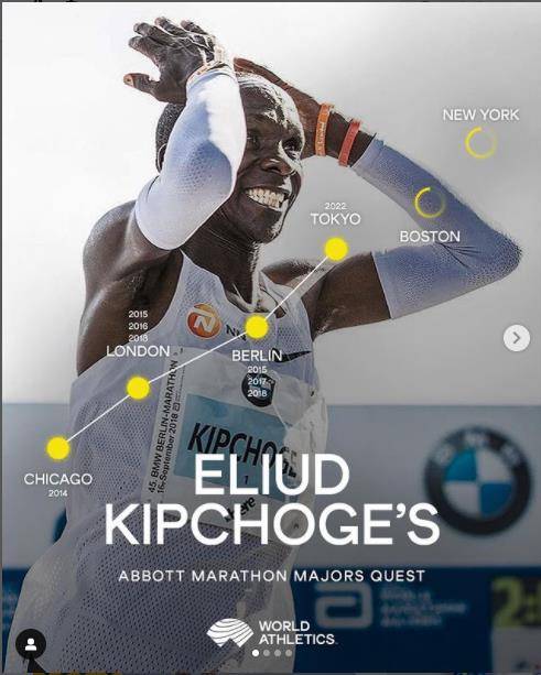 킵초게, 세계 6대 메이저 마라톤 대회 중 4개 대회 우승 [세계육상연맹 인스타그램 캡처. 재판매 및 DB금지]