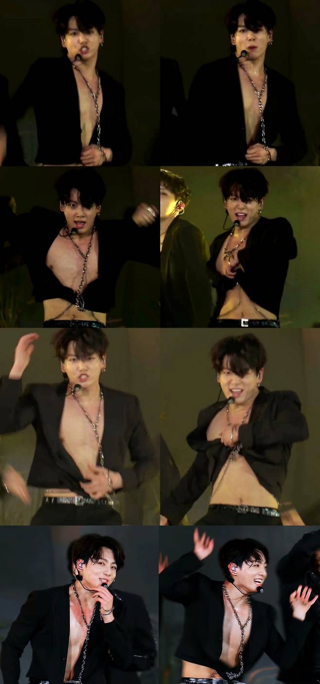 방탄소년단 정국 단추 과감히 파업..아미들에게 기쁨 선사