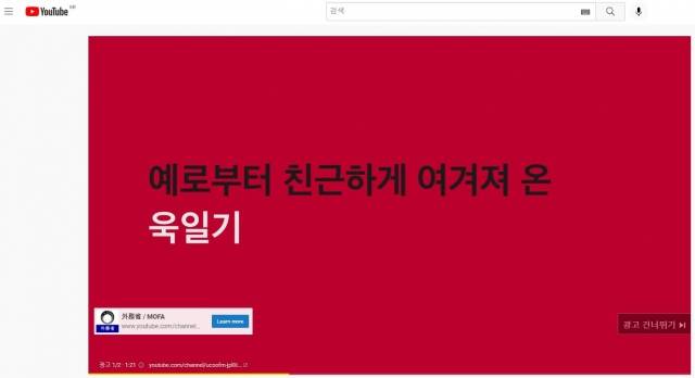 욱일기 홍보 영상을 유튜브 광고로 봤다고 제보한 트위터 이용자. 트위터 캡처