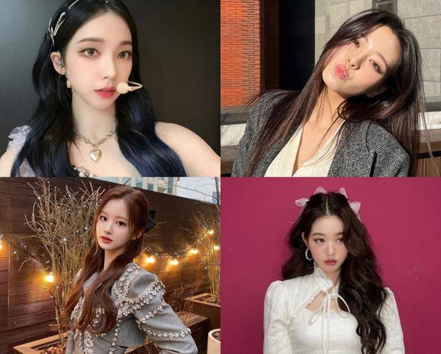 (왼쪽 위부터 시계방향으로)그룹 에스파 카리나, 있지 유나, 아이브 장원영, 엔믹스 설윤은 대표적인 4세대 걸그룹 센터로 꼽히는 멤버들이다. 에스파 있지 엔믹스 장원영 SNS