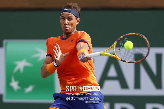 ▲ 2022 ATP 투어 BNP 파리바 오픈에서 경기를 펼치고 있는 라파엘 나달