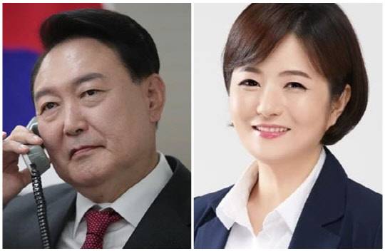 윤석열(왼쪽) 대통령 당선인과 문희정 정치평론가. <연합뉴스>